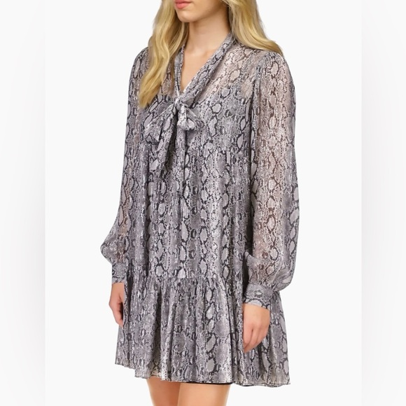 MICHAEL KORS ADDER CHIFFON SNAKESKIN DRESS - Picture 4 of 7
